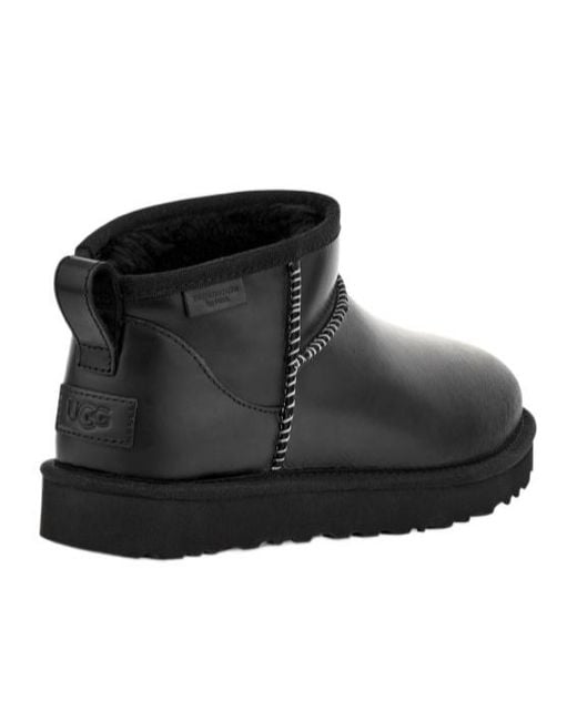 Ugg Black Classic Ultra Mini Lthr Regen Boots