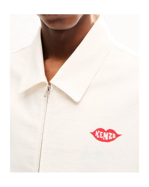 KENZO White Loves' Zipped Coach Jacket for men
