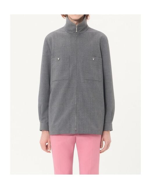 Valentino Gray Zip-Up High Neck Jacket for men