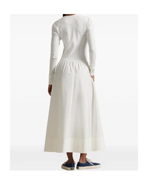 Polo Ralph Lauren White Henley Knit Panel Dress