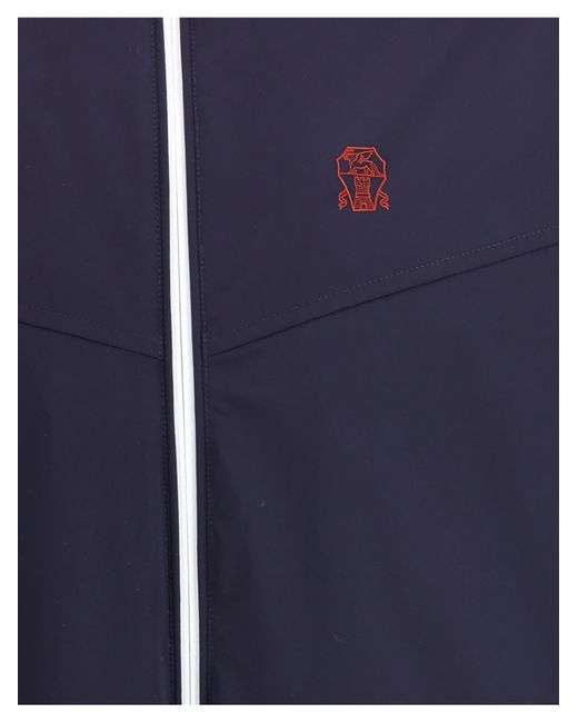 Brunello Cucinelli Blue Hooded Jacket for men