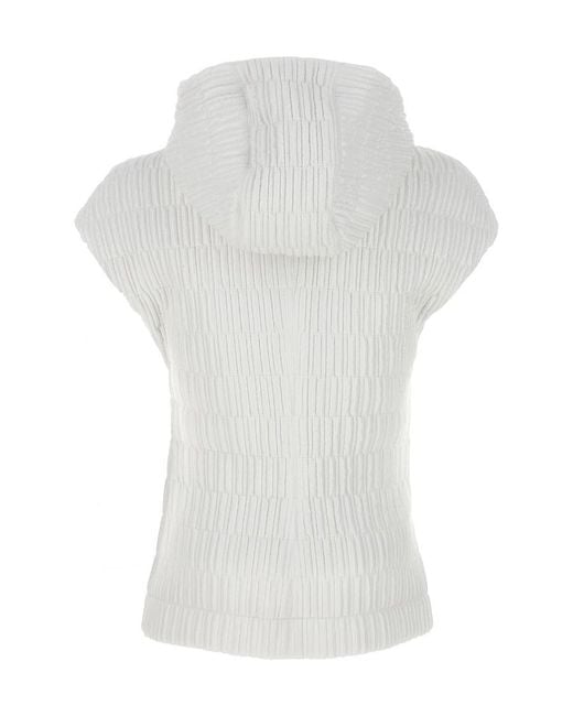Ferragamo White Ferragamo Quilted Zipped Hooded