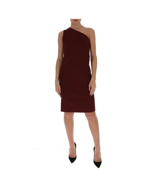 Bottega Veneta Red One Shoulder Knit Dress