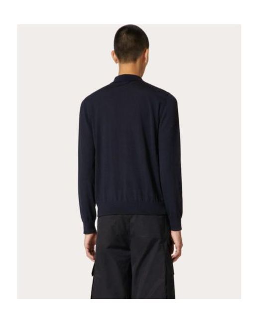 Valentino Blue Long-Sleeved Polo Shirt for men