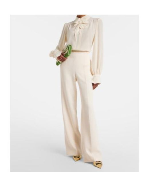 Valentino White Cady Couture Silk Flared Pants