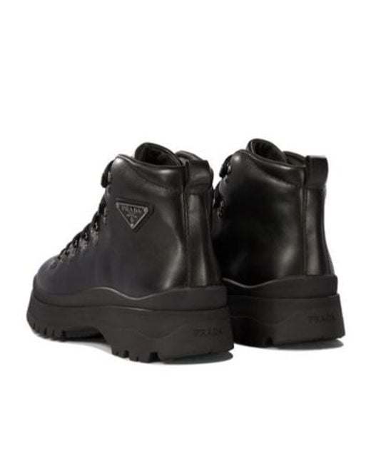 Prada Black Brixxen Leather Booties for men