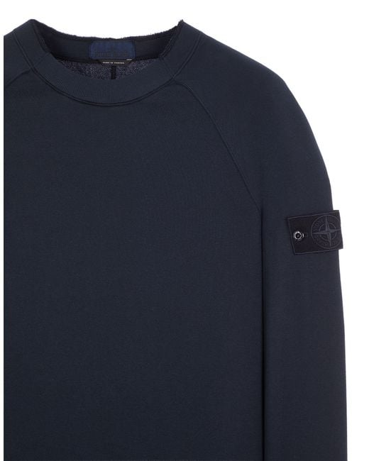 Stone Island Blue Compass Logo Patch Crewneck Sweatshirt for men