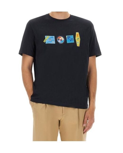 Paul Smith Blue Ps Paul Smith Graphic Printed Crewneck T-Shirt for men