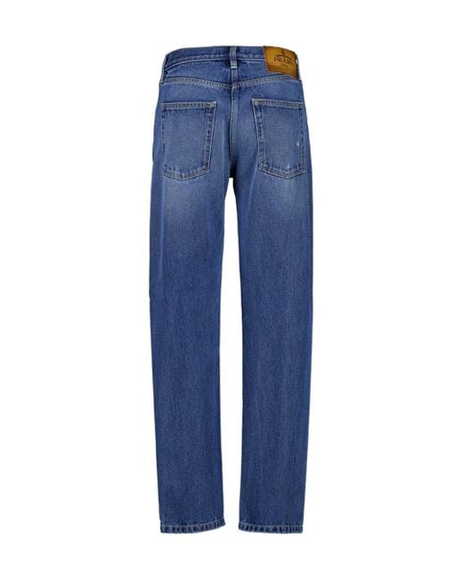 Prada Blue Logo-Patch Distressed Jeans