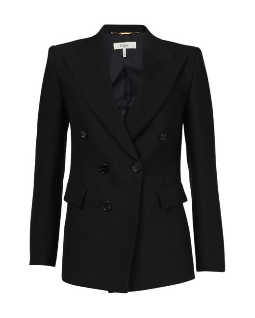 Chloé Black Lapel Long-Sleeved Suit Coat