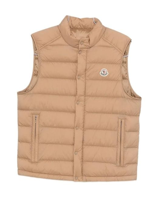 Moncler Natural Barthe Button-Up Padded Gilet for men