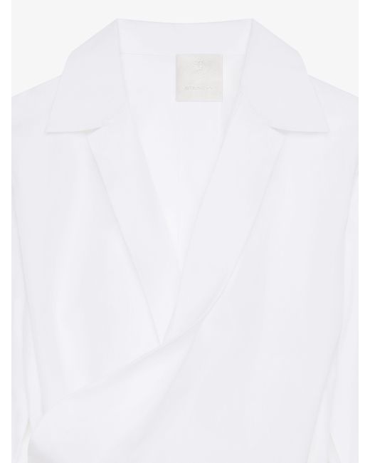 Givenchy White Wrapped Poplin Long-Sleeve Shirt