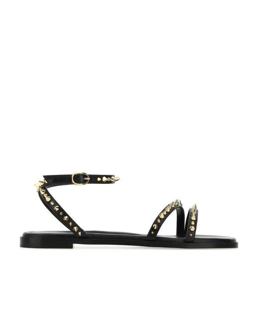 McQueen White Studded Flat Sandals
