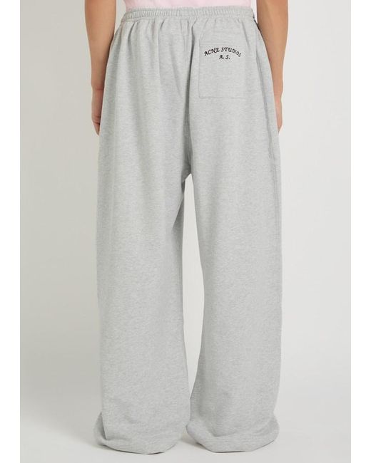 Acne White Logo-Embroidered Cotton-Blend Sweatpants for men