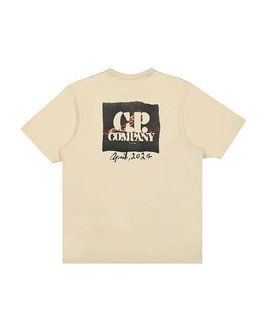 C P Company Natural Logo-Print Cotton T-Shirt for men