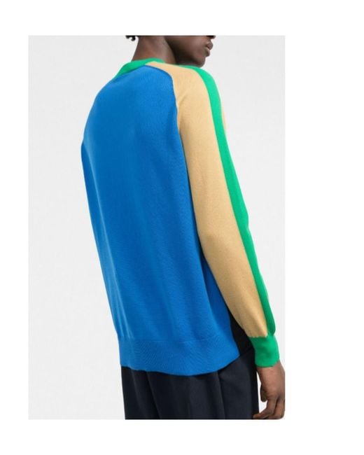 Marni Blue Colour-Block Cotton Sweatshirt for men