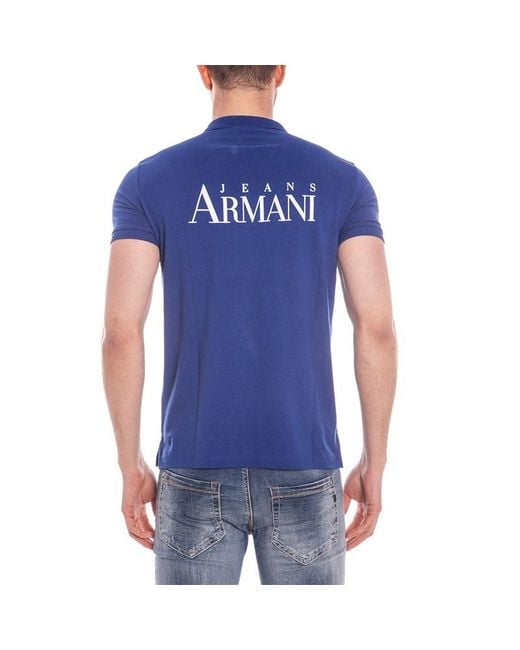 Armani Jeans Blue Short-Sleeved Polo Shirt for men