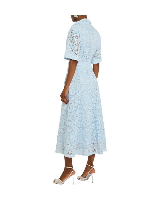 Jonathan Simkhai Blue Floral-Appliquéd Lace Midi Shirt Dress