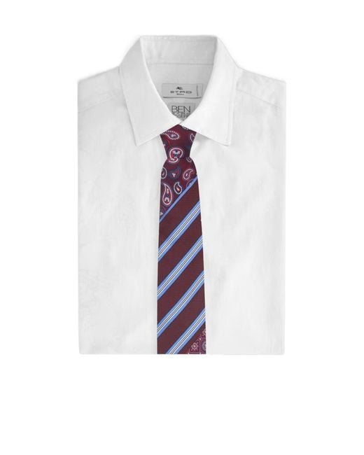 Etro Purple Silk Jacquard Tie With Patchwork Design for men