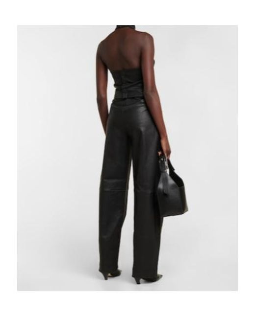 Stouls Black Cassidy High-Rise Wide-Leg Suede Pants