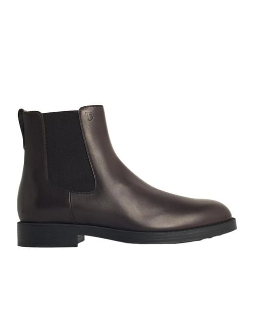 Tod's Black Round Toe Chelsea Boots for men