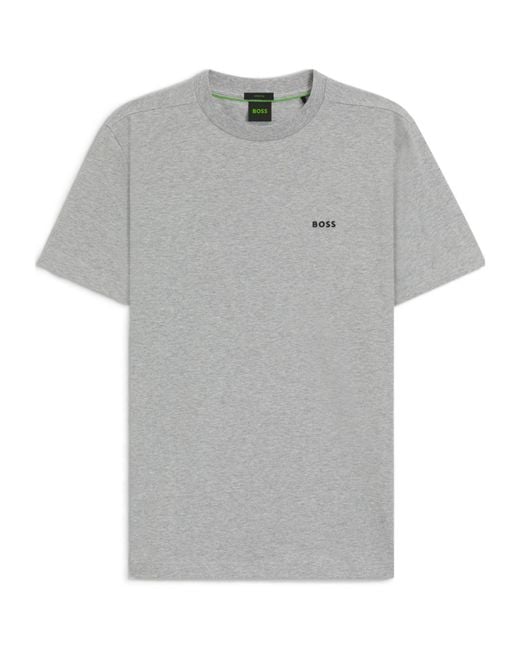 Boss Gray Logo-Printed T-Shirt for men