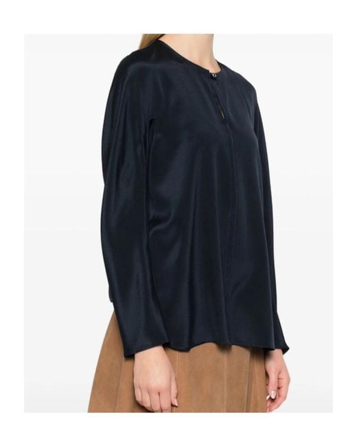 Max Mara Blue Round Neck Long-Sleeved Top