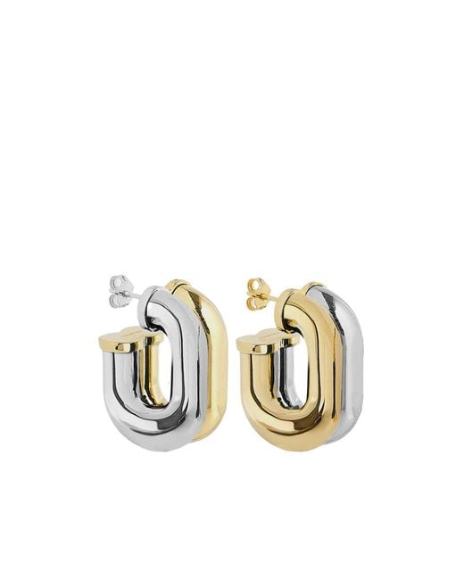 Rabanne Metallic Two-Tone Hoop Earrings
