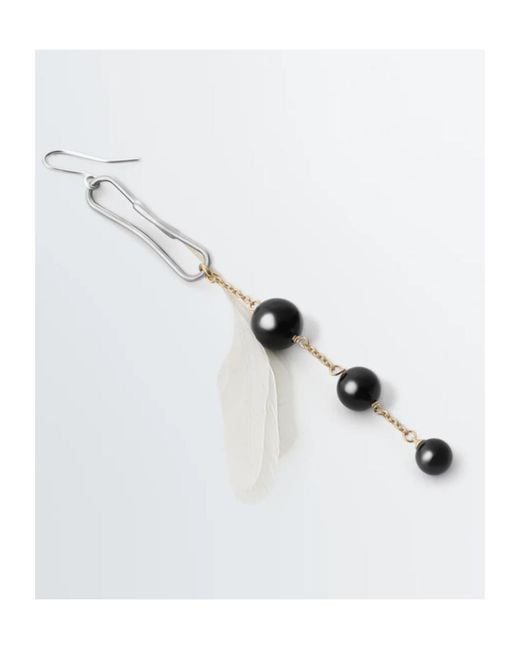 Lemaire White Onyx Feather Dot Earrings