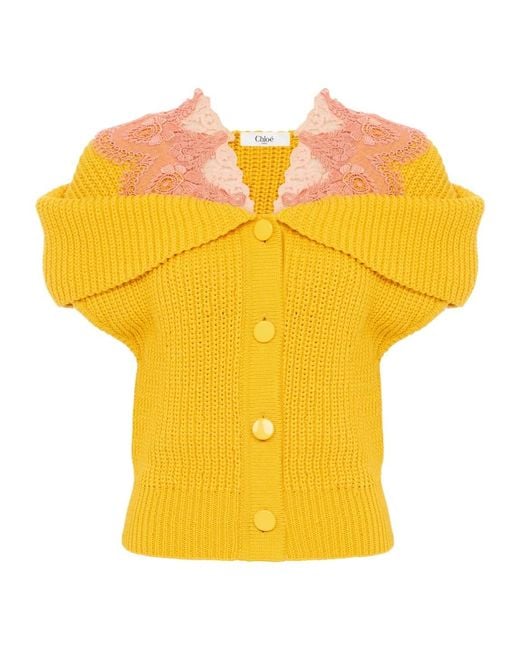 Chloé Yellow Cape Cardigan