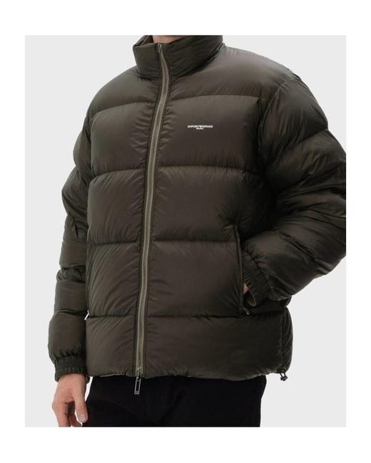 Emporio Armani Gray Logo-Patch Padded Jacket for men