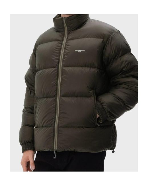Emporio Armani Gray Logo-Patch Padded Jacket for men