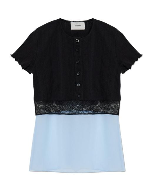 Coperni Black Lace-Panelled Blouse
