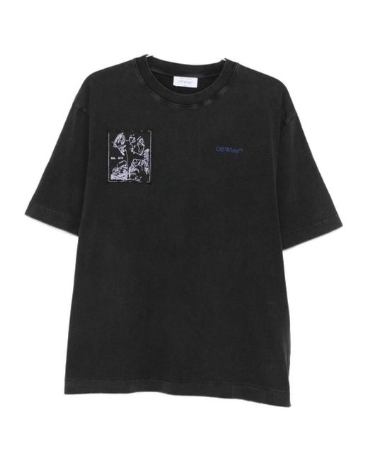 Off-White c/o Virgil Abloh Black Logo Printed Crewneck T-Shirt for men