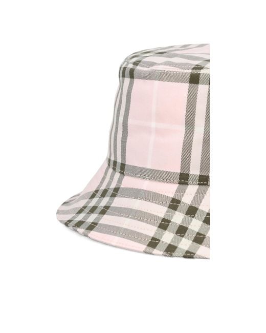 Burberry Pink Checked Bucket Hat