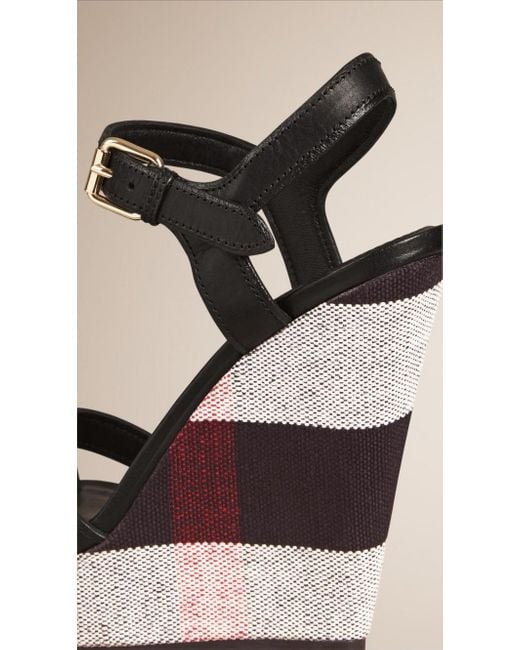 Burberry Black Checkered Open-Toed High-Heeled Sandals