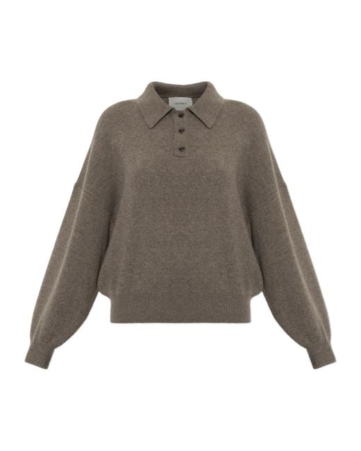 Lisa Yang Gray Etta Knitted Polo Shirt