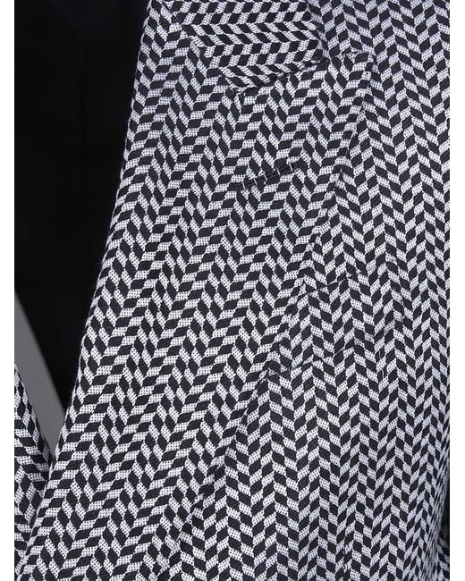 Tom Ford Blue Geometric Jacquard Double Breasted Blazer for men