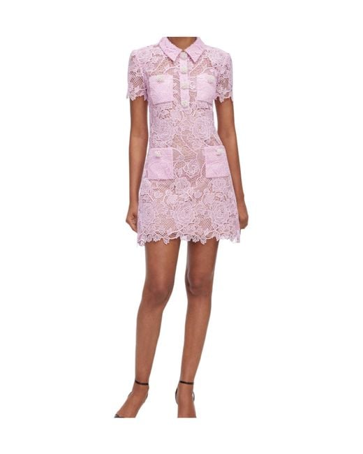 Self-Portrait Pink Button-Front Dress