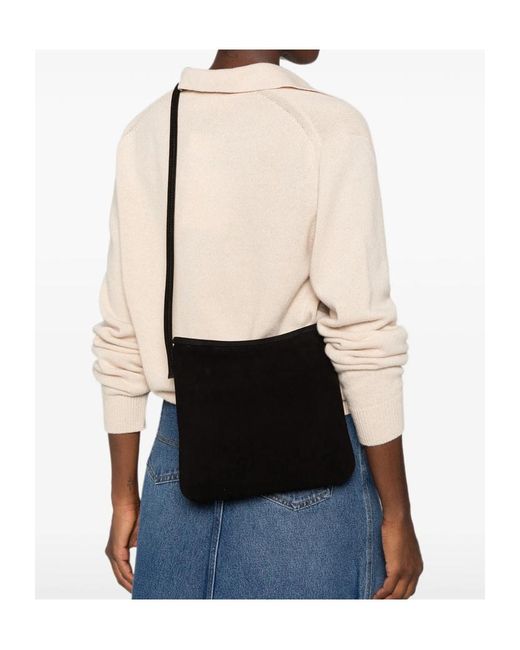 MANU Atelier Black Fidèle Suede Shoulder Bag