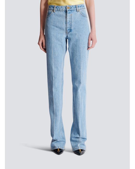 Balmain Blue Denim High-Waisted Jeans