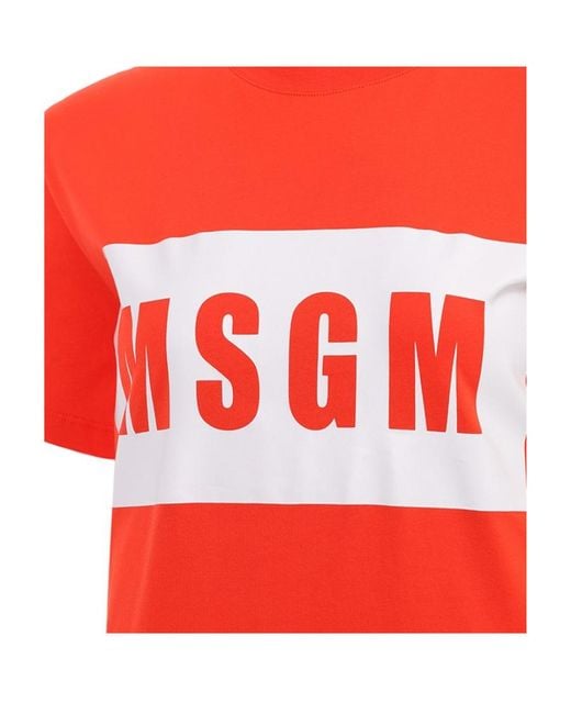 MSGM Red Logo Short-Sleeved T-Shirt