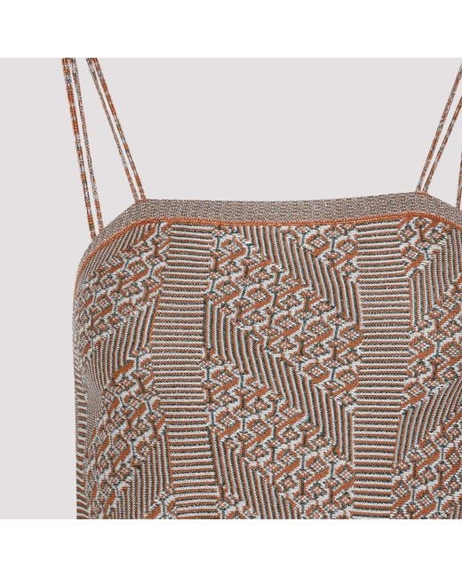 Valentino Brown All-Over Patterned Sleeveless Top