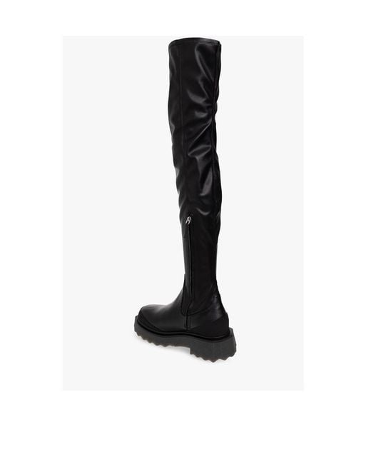 Off-White c/o Virgil Abloh Black Round Toe Knee-Length Boots