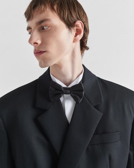 Prada White Satin Bowtie for men