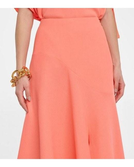Roksanda Pink Wool Crepe Midi Skirt