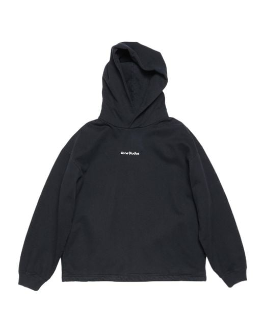 Acne Blue Logo Printed Oversized Hoodie