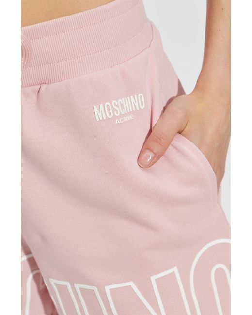 Moschino Pink Logo Print Sweat Shorts