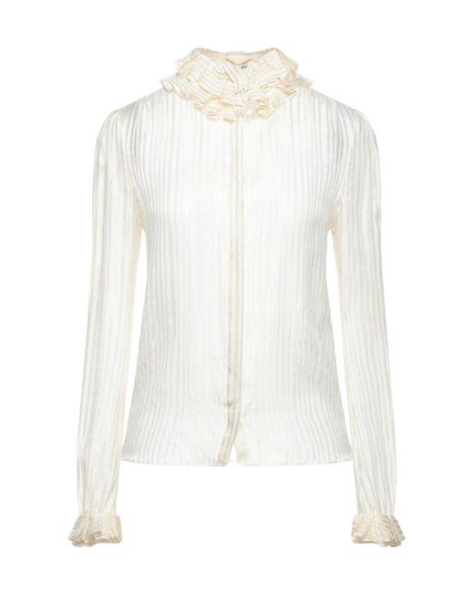 Saint Laurent White Striped Ruched Shirt