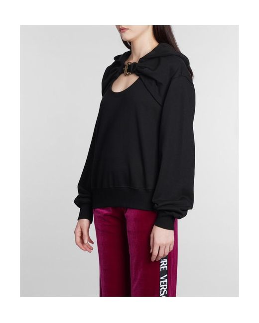 Versace Jeans Black Buckle-Detail Cut-Out Hoodie